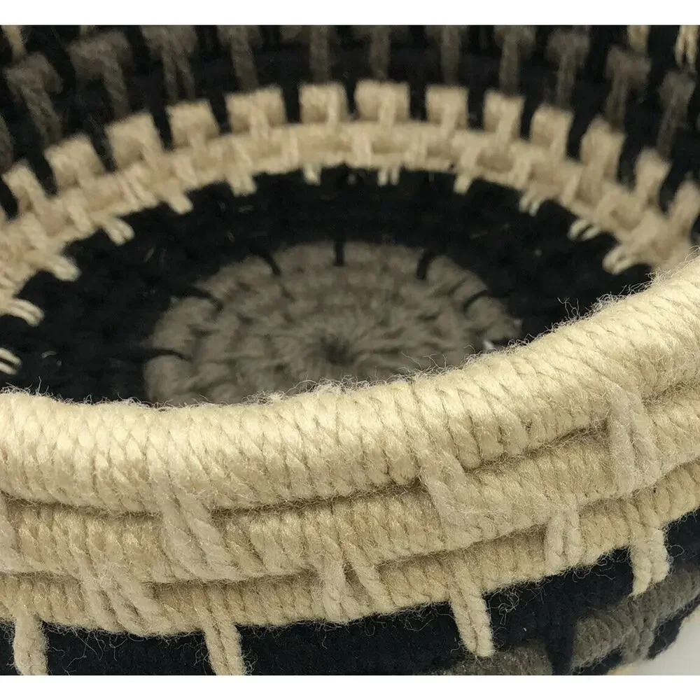 Decorative Coil Yarn Round Basket with Handle 12
